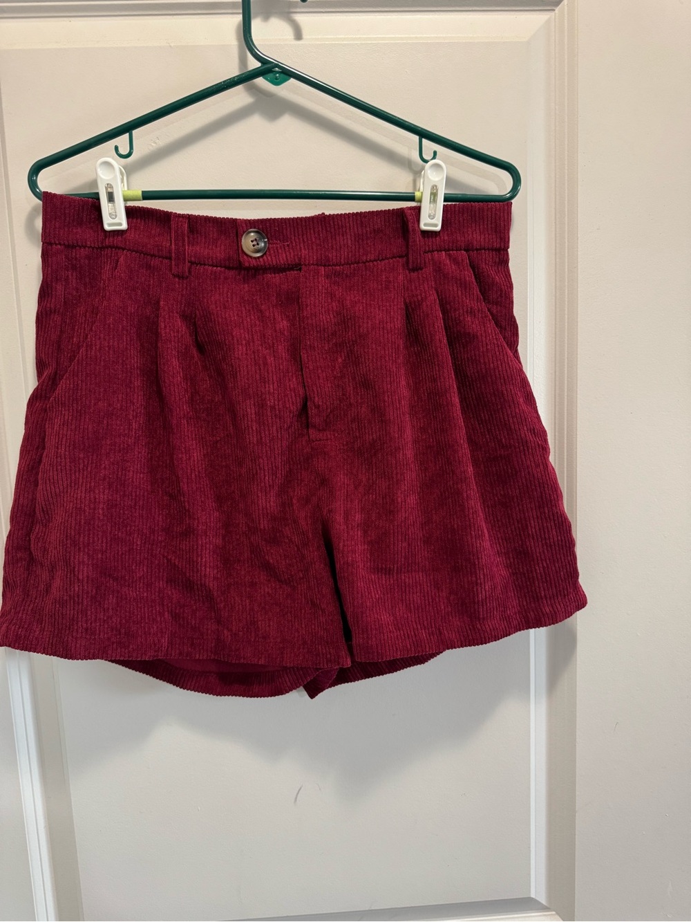 & Other Stories Wine Corduroy High-Waist Shorts
